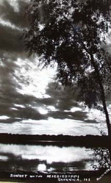 Photo Card Savanna Ill Palisades sunset postcard.