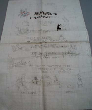 1936 Rules of the House embroidery on Nearlinen,
