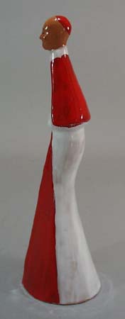Red clay Italian Cardinal religious figurine.