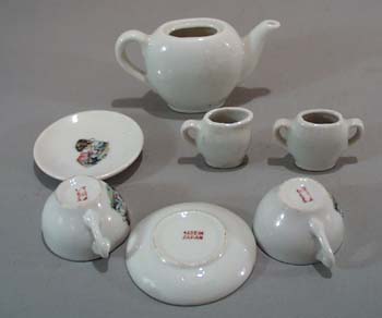 Childs toy Tea set, Hollie little girl & dog.