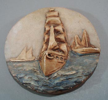 Wall Plaque 3D ship in Chalk/Plaster.