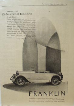 Franklin Sport Runabout Ad 1925