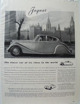Jaguar Finest Car in It's Class Ad 1949