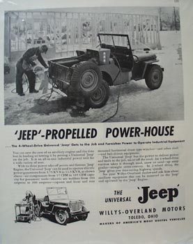 Jeep Propelled Power-House Ad 1948
