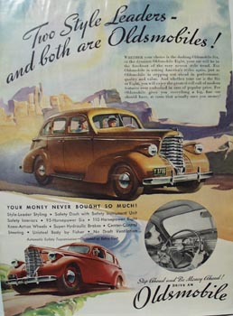 Oldsmobile Two Style Leaders Ad 1937