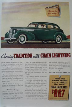 Packard Tradition with Chain Lightning Ad 1939