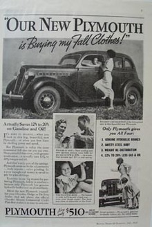 Plymouth Buying my Fall Clothes Ad 1935