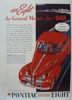 Pontiac Great Performer Ad 1939