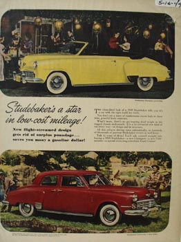Studebaker Low Cost Mileage Ad 1949