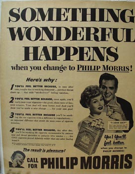 Phillip Morris Lucille Ball Something Wonderful Ad 1952