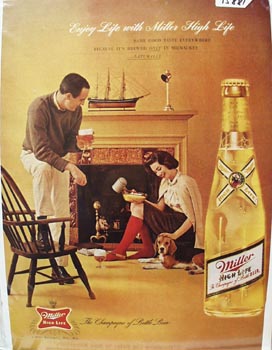 Miller Beer and Fireplace Ad 1962
