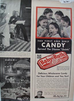 Baby Ruth Candy & Dionne Quints Ad 1941