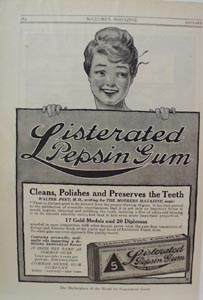 Listerated Pepsin Gum Ad 1915
