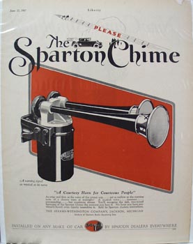 Sharton Chime Auto Horn Ad 1927