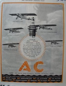 A C Spark Plug New York to Paris Ad 1927