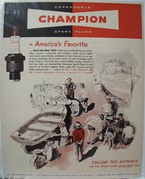 Champion Spark Plug America's Favorite Ad 1949