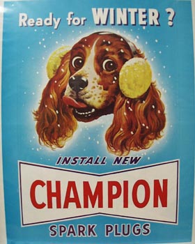 Champion Spark Plug Ready for Winter Ad 1949