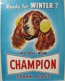 Champion Spark Plug Ready for Winter Ad 1949