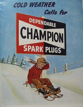 Champion Spark Plugs Cold Weather Ad 1951