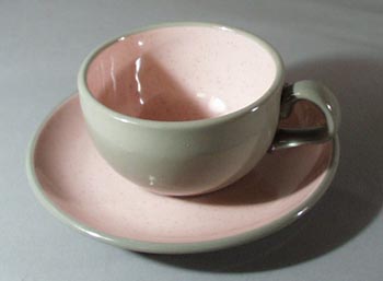 Harkerware Stoneware China in Pink Cup and Saucer