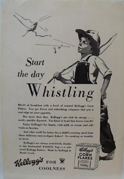 Kellogg's Start the Day Whistling Ad 1934