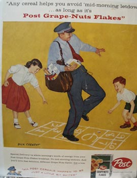 Post Grape Nut Flakes Mid Morning Letdown Ad 1958