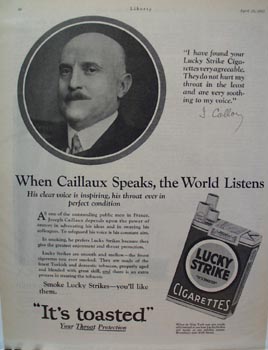 Lucky Strike Joseph Caillaux Ad 1927