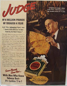 Lucky Strike Andy Tilley Ad 1938