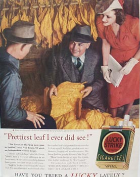 Lucky Strike Prettiest Leaf Ad 1940