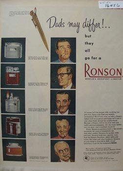 Ronson Dads May Differ Ad 1950