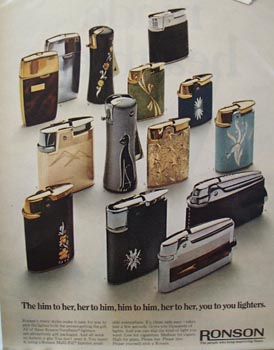 Ronson You to You Lighters Ad Late 1960's