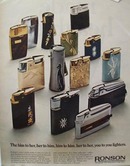 Ronson You to You Lighters Ad Late 1960's
