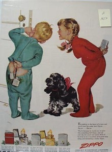 Zippo Lighter Children In Pajamas Ad 1952
