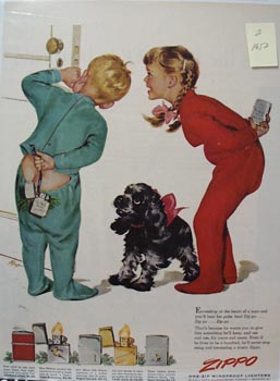 Zippo Lighter Children In Pajamas Ad 1952