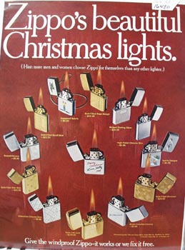 Zippo Lighter Christmas Ad Late 1960's