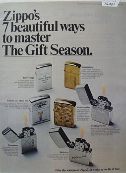 Zippo Lighter Seven Ways Ad 1968