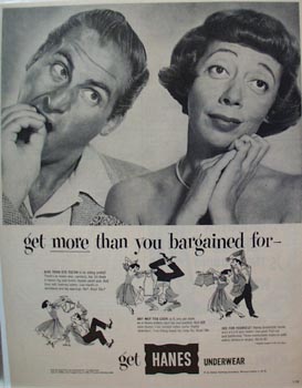 Hanes Underwear Caesar/Coca no Hats Ad 1952
