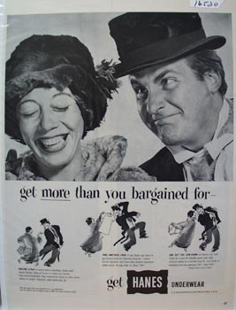 Hanes Underwear Coca/Caesar With Hats Ad 1952