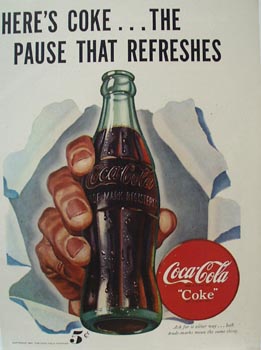 Coca-ColaHand With Bottle Ad 1947