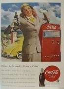 Coca-Cola Woman With Yellow Car Ad 1948