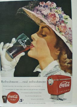 Coca-Cola Lady With Flowers on Hat Ad 1949