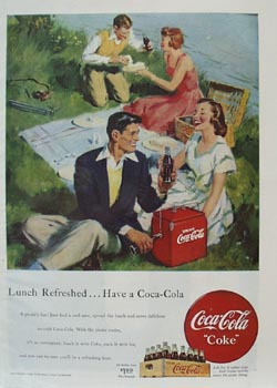 Coca-Cola Couples on Picnic Ad 1949