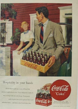 Coca-Cola Man With Case of Coke Ad 1949