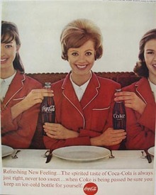 Coca-Cola & Three Ladies in Red Suits Ad 1963