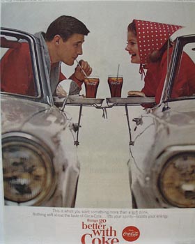 Coca-Cola Couple At Drive-In Ad 1965.