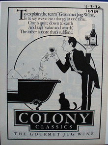 Gourmet Jug Wine Colony Classic Ad 1982