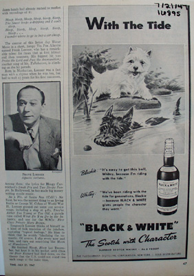 Black & White Scotch whisky With The Tide ad., 7/21/47