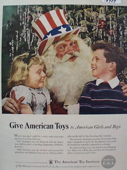 Uncle Sam Give American Toys Ad 1949