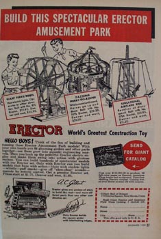 Erector Construction Toy Amusement Park Ad 1950