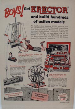 Erector Construction Toy Action Models Ad 1950's